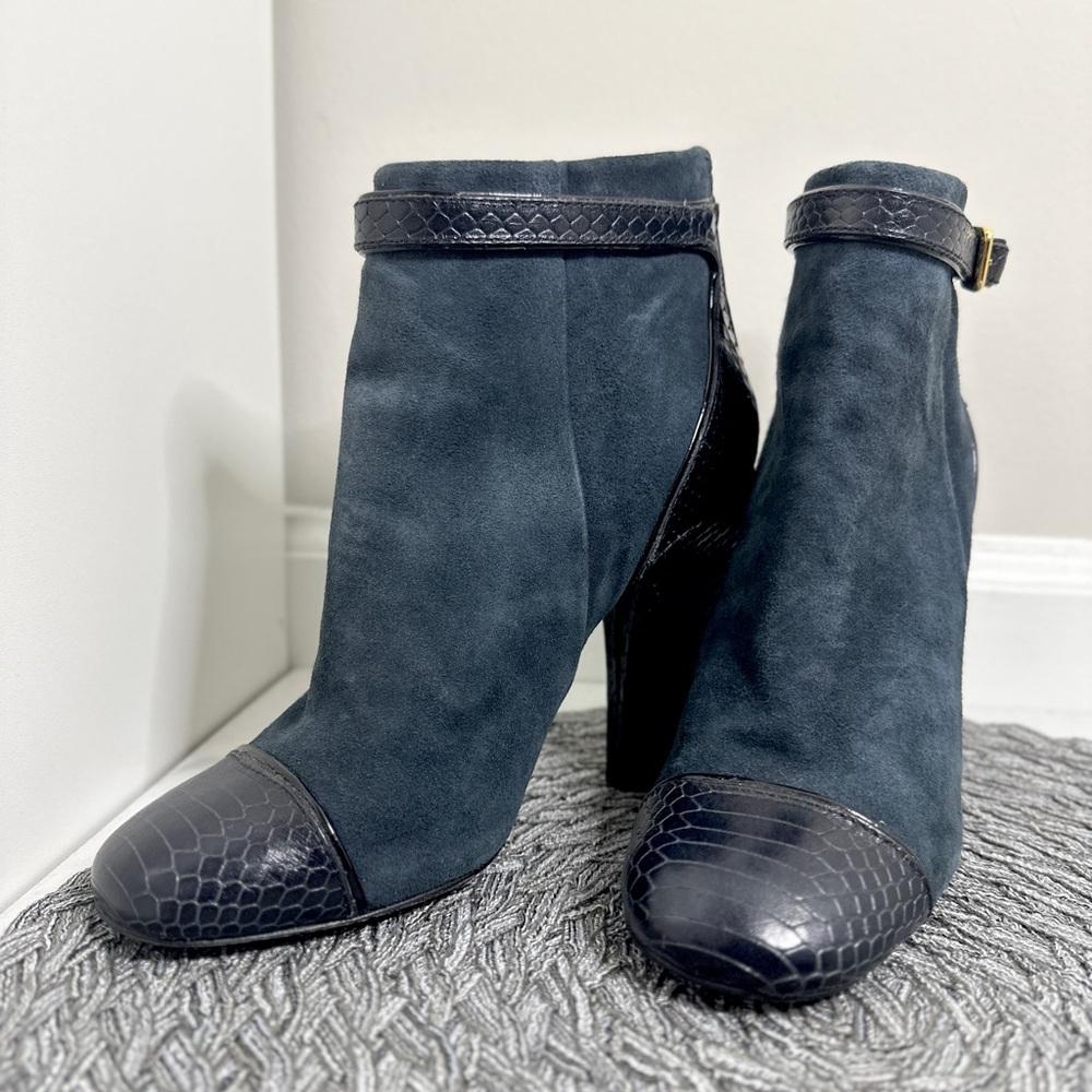 Tory Burch Suede croc Leather Trim Embellishment Boots - Picture 6 of 8